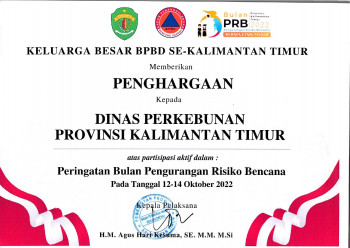 Disbun Terima Penghargaan dari BPBD Kaltim